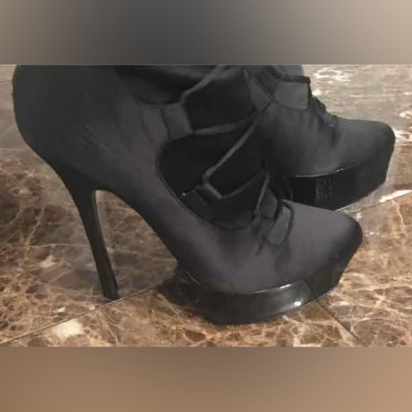 Bebe Rouge Black Lace-Up Platform Knee-High Boots – Size 9 - Picture 4 of 4